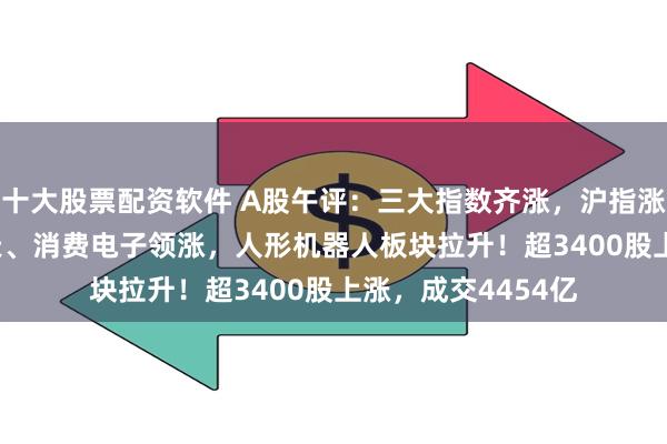 十大股票配资软件 A股午评：三大指数齐涨，沪指涨0.27%，商业航天、消费电子领涨，人形机器人板块拉升！超3400股上涨，成交4454亿