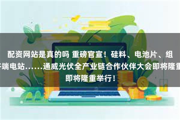 配资网站是真的吗 重磅官宣！硅料、电池片、组件、终端电站……通威光伏全产业链合作伙伴大会即将隆重举行！